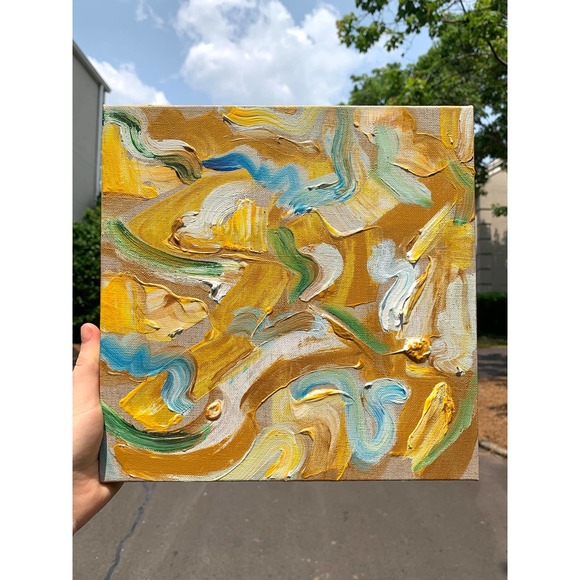 Original Gold Abstract Painting | Handmade Gold Artwork for Modern Home Decor - Picture 1 of 8